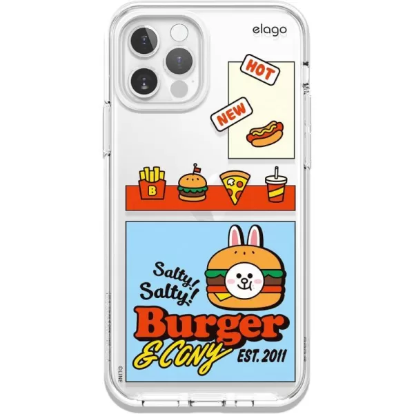 elago l LINE Friends Burger Time Hybrid Case Compatible with iPhone 12 Pro Max 67 Inch Full Body Protection Screen amp Camera Protection Official Merchandise BrownCONY