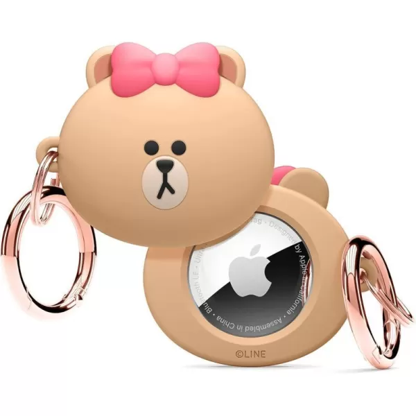 elago l LINE Friends Silicone Case Compatible with Apple AirTag Tracker  Full Protection Keychain Included Slim and Simple Design ScratchFree Drop Protection Official Merchandise BrownCHOCO