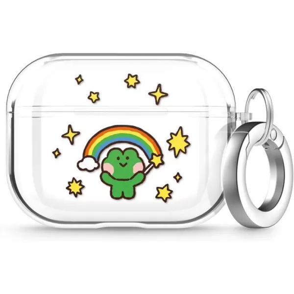 elago l LINE Friends minini Clear Case with Keychain Compatible with AirPods Pro Durable Full Body Protection Reduced Yellowing Reduced smudging Official Merchandise ConfettiRainbow