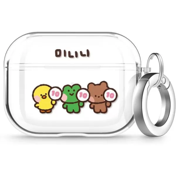 elago l LINE Friends minini Clear Case with Keychain Compatible with AirPods Pro Durable Full Body Protection Reduced Yellowing Reduced smudging Official Merchandise ConfettiScore