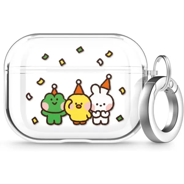 elago l LINE Friends minini Clear Case with Keychain Compatible with AirPods Pro Durable Full Body Protection Reduced Yellowing Reduced smudging Official Merchandise ConfettiConfetti