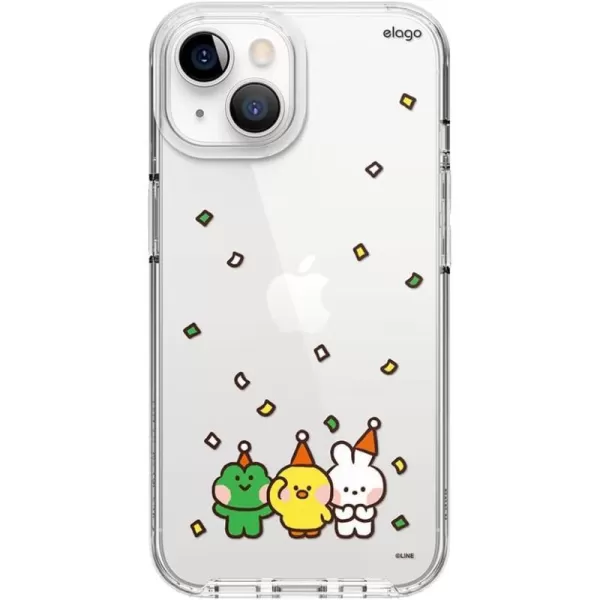 elago l LINE Friends minini iPhone Hybrid Case Compatible with iPhone 13 61 inch Durable Full Body Protection Raised Lip Screen amp Camera Protection Official Merchandise Confetti WhiteWhite