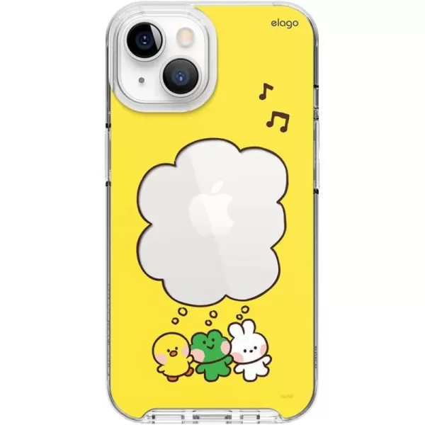 elago l LINE Friends minini iPhone Hybrid Case Compatible with iPhone 13 61 inch Durable Full Body Protection Raised Lip Screen amp Camera Protection Official Merchandise Confetti WhiteYellow