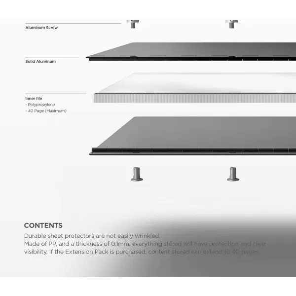 elago Aluminum Portfolio SilverLetterA4 Size20 Sheet40PageExpandable  for professional artistsBlack