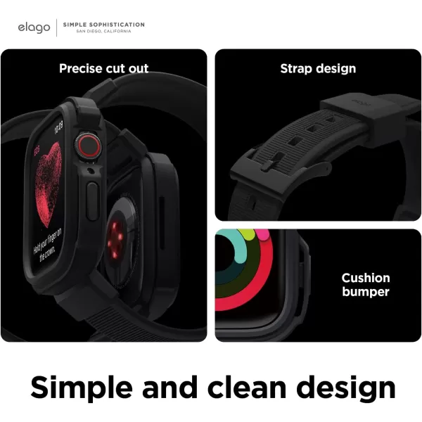 elago Armor Case with Band Compatible with Apple Watch 987 Compatible with iWatch 45mm 41mm Full Protection Cushion Bumper Rugged Band Sport Military Protective Case with Band44mm45mm