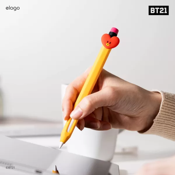 elago BT21 Classic Pencil Case Compatible with Apple Pencil 2nd Generation Durable Silicone Cover Protective Holder Compatible with Magnetic Charging and Double Tap Official Merchandise SHOOKYTATA