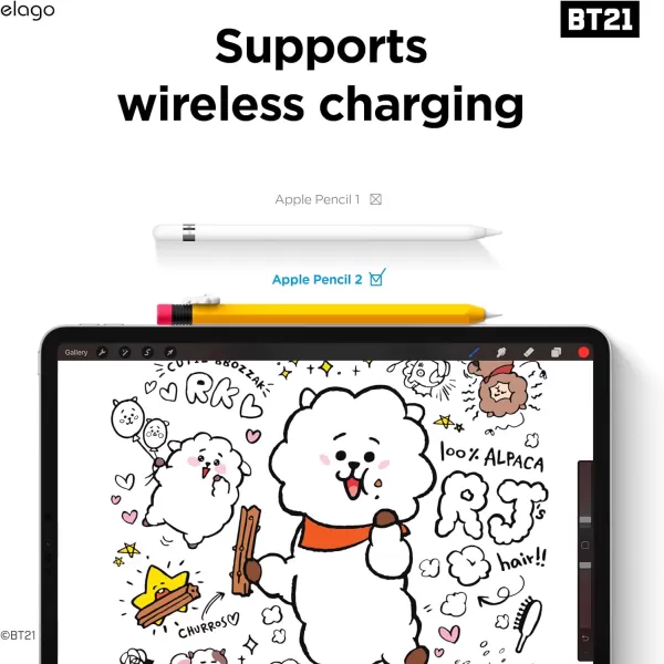 elago BT21 Classic Pencil Case Compatible with Apple Pencil 2nd Generation Durable Silicone Cover Protective Holder Compatible with Magnetic Charging and Double Tap Official Merchandise SHOOKYRJ