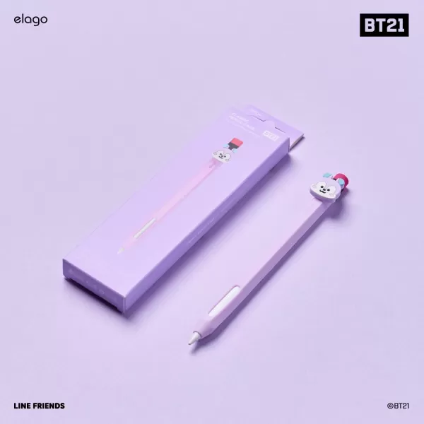 elago BT21 Classic Pencil Case Compatible with Apple Pencil 2nd Generation Durable Silicone Cover Protective Holder Compatible with Magnetic Charging and Double Tap Official Merchandise SHOOKYNEW MANG