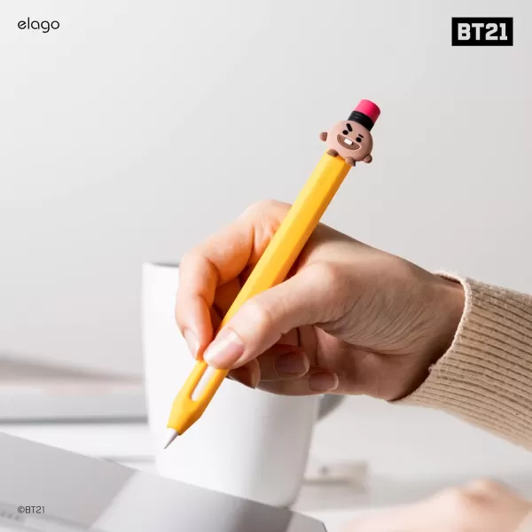 elago BT21 Classic Pencil Case Compatible with Apple Pencil 2nd Generation Durable Silicone Cover Protective Holder Compatible with Magnetic Charging and Double Tap Official Merchandise SHOOKYSHOOKY