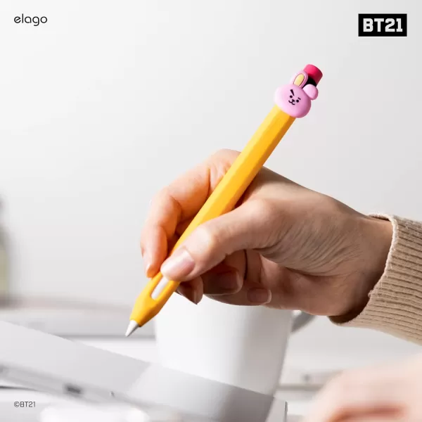 elago BT21 Classic Pencil Case Compatible with Apple Pencil 2nd Generation Durable Silicone Cover Protective Holder Compatible with Magnetic Charging and Double Tap Official Merchandise SHOOKYCOOKY