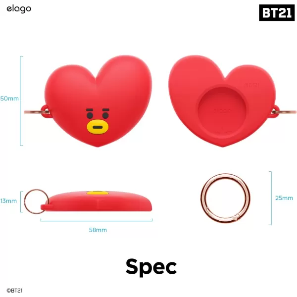 elago BT21 Silicone Case Compatible with AirTag Case Compatible with Air Tag Keychain  Drop Protection Track Keys Backpacks Purses Tracking Tag Not Included CHIMMY Official MerchandiseTata