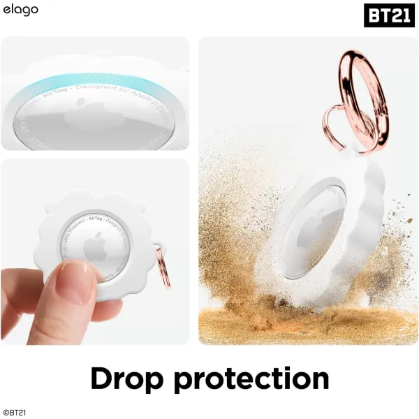 elago BT21 Silicone Case Compatible with AirTag Case Compatible with Air Tag Keychain  Drop Protection Track Keys Backpacks Purses Tracking Tag Not Included CHIMMY Official MerchandiseRj