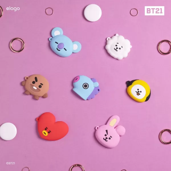 elago BT21 Silicone Case Compatible with AirTag Case Compatible with Air Tag Keychain  Drop Protection Track Keys Backpacks Purses Tracking Tag Not Included CHIMMY Official MerchandiseTata