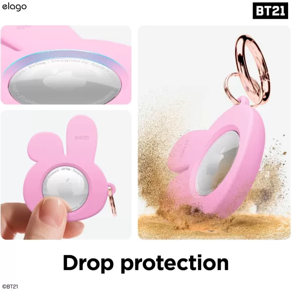 elago BT21 Silicone Case Compatible with AirTag Case Compatible with Air Tag Keychain  Drop Protection Track Keys Backpacks Purses Tracking Tag Not Included CHIMMY Official MerchandiseCOOKY