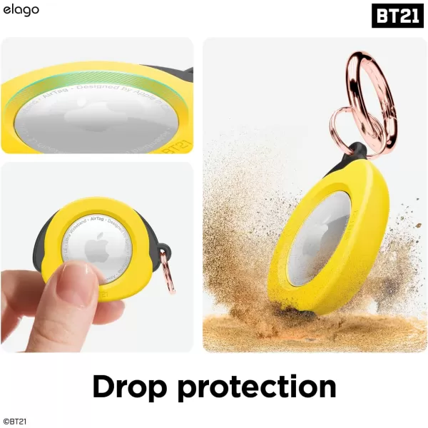 elago BT21 Silicone Case Compatible with AirTag Case Compatible with Air Tag Keychain  Drop Protection Track Keys Backpacks Purses Tracking Tag Not Included CHIMMY Official MerchandiseCHIMMY