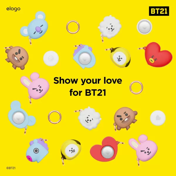 elago BT21 Silicone Case Compatible with AirTag Case Compatible with Air Tag Keychain  Drop Protection Track Keys Backpacks Purses Tracking Tag Not Included CHIMMY Official MerchandiseTata