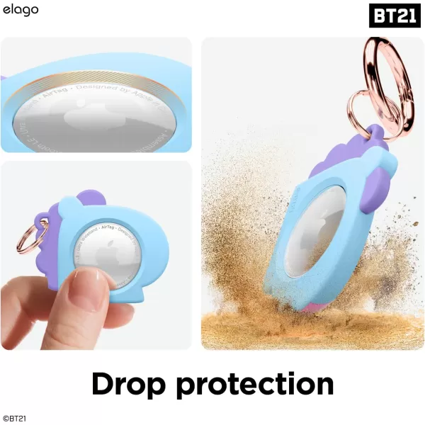 elago BT21 Silicone Case Compatible with AirTag Case Compatible with Air Tag Keychain  Drop Protection Track Keys Backpacks Purses Tracking Tag Not Included CHIMMY Official MerchandiseMANG