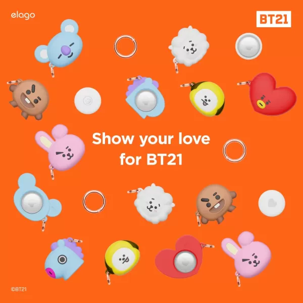 elago BT21 Silicone Case Compatible with AirTag Case Compatible with Air Tag Keychain  Drop Protection Track Keys Backpacks Purses Tracking Tag Not Included CHIMMY Official MerchandiseRj