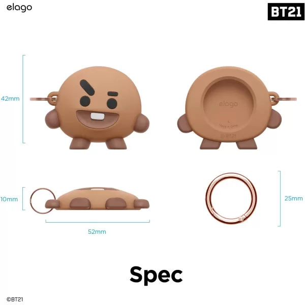 elago BT21 Silicone Case Compatible with AirTag Case Compatible with Air Tag Keychain  Drop Protection Track Keys Backpacks Purses Tracking Tag Not Included CHIMMY Official MerchandiseShooky