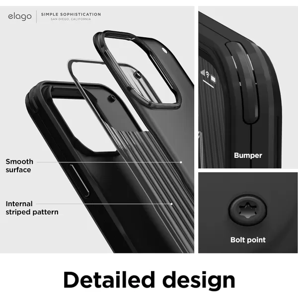 elago Buckler Compatible with iPhone 14 Pro Case 61 Inch  US Military Grade Drop Protection HeavyDuty Protective Case Carbon Fiber Texture Tough Rugged Design Shockproof Bumper Cover BlackTypography