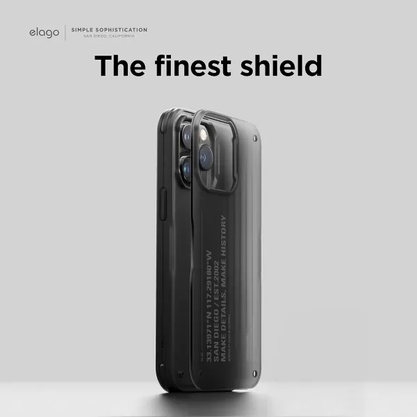 elago Buckler Compatible with iPhone 14 Pro Case 61 Inch  US Military Grade Drop Protection HeavyDuty Protective Case Carbon Fiber Texture Tough Rugged Design Shockproof Bumper Cover BlackTypography