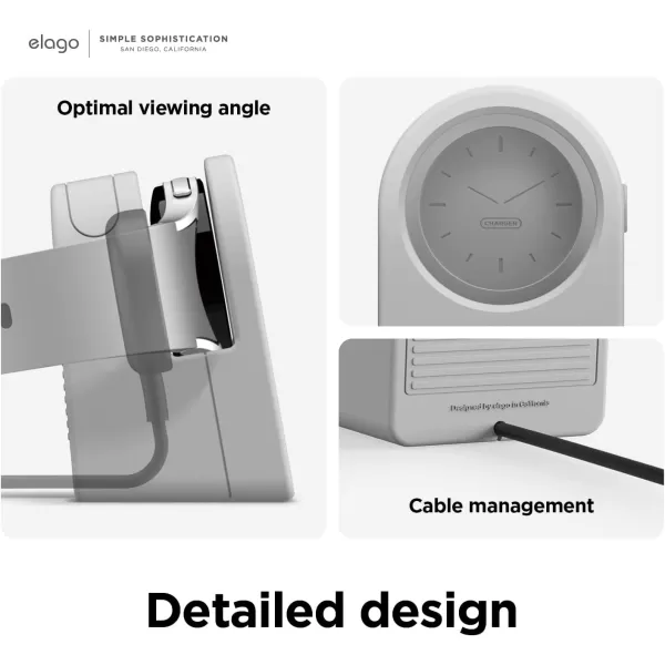 elago Clock Watch Charger Stand Compatible with Samsung Galaxy Watch 4  Galaxy Watch 4 ClassicGalaxy Watch 3  Galaxy Watch Active 4046mm  Black Charging Cable Not IncludedLight Grey