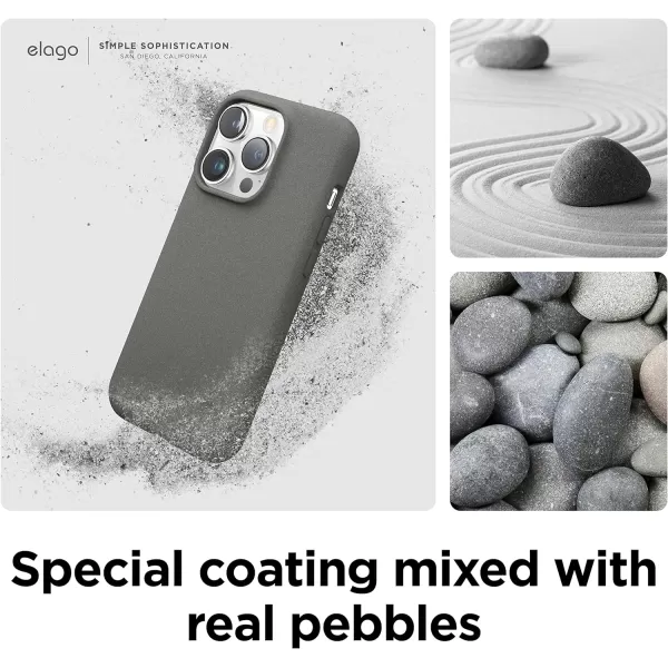 elago Compatible with iPhone 14 Pro Case Pebble Case Full Body Protective Cover Shockproof Special Pebble Coated Slim AntiScratch 61 inch Dark GreyCity Grey