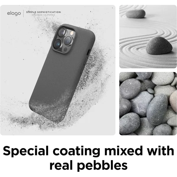 elago Compatible with iPhone 14 Pro Case Pebble Case Full Body Protective Cover Shockproof Special Pebble Coated Slim AntiScratch 61 inch Dark GreyDark Grey