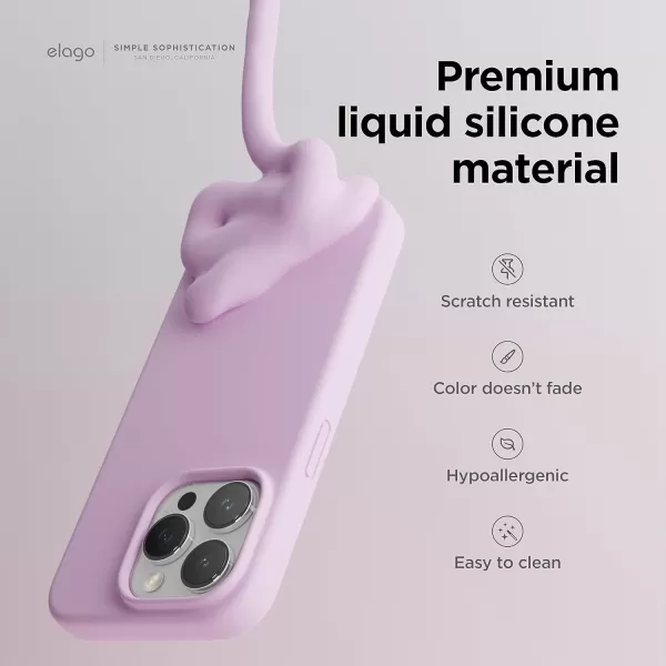 elago Compatible with iPhone 15 Pro Case Liquid Silicone Case Full Body Protective Cover Shockproof Slim Phone Case AntiScratch Soft Microfiber Lining 61 inch StoneLight Lilac