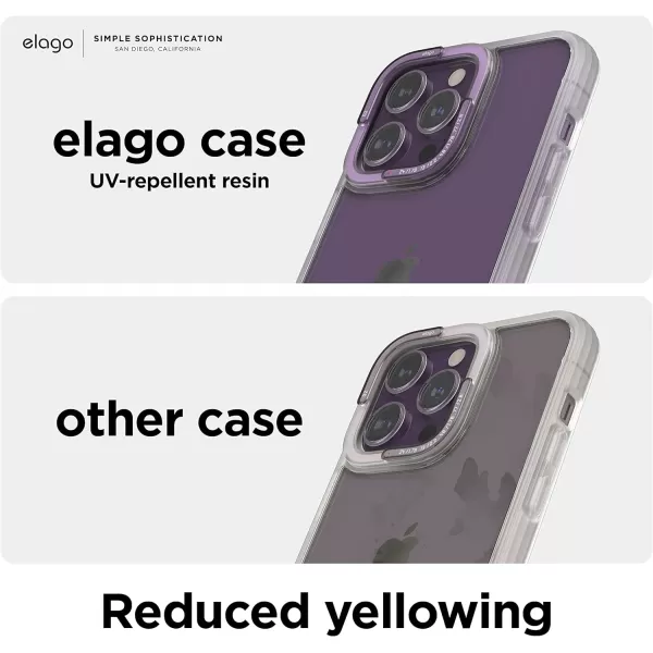 elago Dual Clear Case Compatible with iPhone 14 Pro Case Clear  61 Inch  PC  TPU Hybrid Technology Reduced Yellowing Crystal Clear Shockproof Bumper Cover Full Body Protection BlackDeep Purple