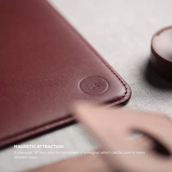 elago Genuine Leather Mouse Pad with Magnetic Cable Management for Computers amp Laptops BurgundyBurgundy