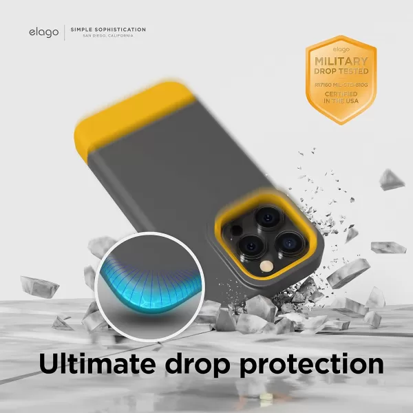 elago Glide Armor Case Designed for iPhone 14 Pro Case Drop Protection Shockproof Protective TPU Cover Upgraded Shockproof Mix and Match Parts Enhanced Camera Guard ClearLovely PinkDark GrayYellow