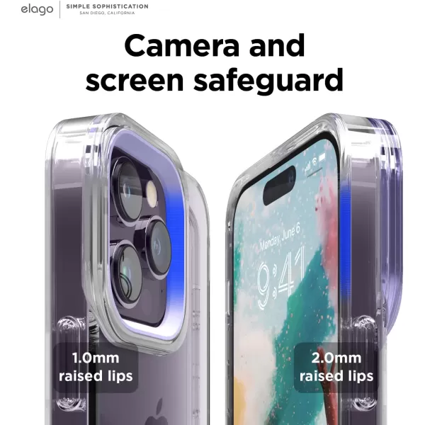 elago Glide Armor Case Designed for iPhone 14 Pro Case Drop Protection Shockproof Protective TPU Cover Upgraded Shockproof Mix and Match Parts Enhanced Camera Guard ClearLovely PinkClearPurple