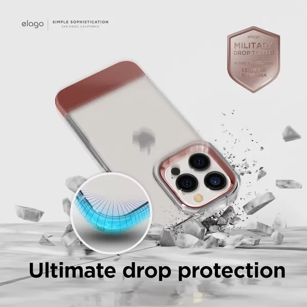 elago Glide Armor Case Designed for iPhone 14 Pro Case Drop Protection Shockproof Protective TPU Cover Upgraded Shockproof Mix and Match Parts Enhanced Camera Guard ClearLovely PinkClearRose Gold