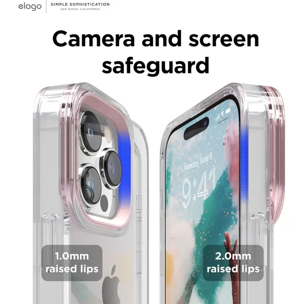 elago Glide Armor Case Designed for iPhone 14 Pro Case Drop Protection Shockproof Protective TPU Cover Upgraded Shockproof Mix and Match Parts Enhanced Camera Guard ClearLovely PinkClearLovely Pink