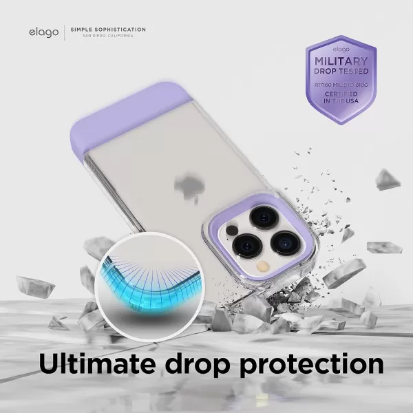 elago Glide Armor Case Designed for iPhone 14 Pro Case Drop Protection Shockproof Protective TPU Cover Upgraded Shockproof Mix and Match Parts Enhanced Camera Guard ClearLovely PinkClearPurple