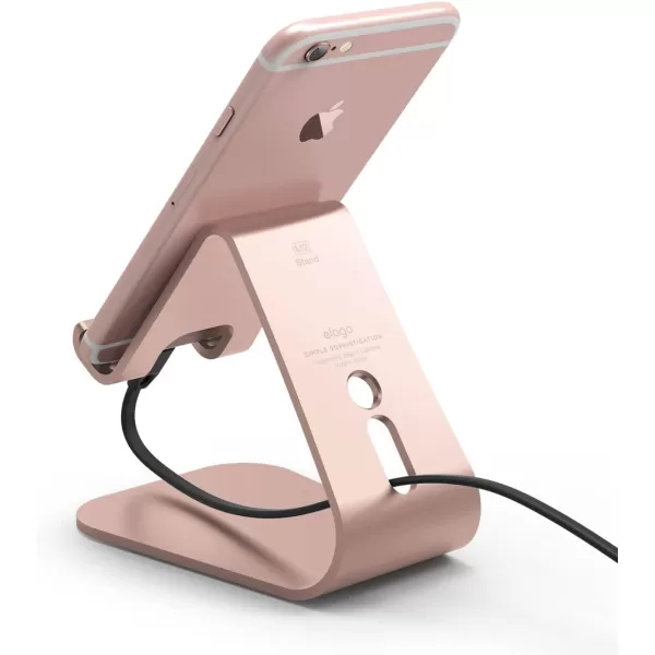 elago M2 Phone Stand Silver  Premium Aluminum Angled for Video Calls Cable Management Aluminum Phone Stand Compatible with iPhones Galaxy and Other SmartphonesRose Gold