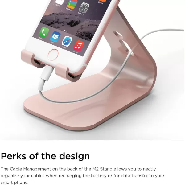 elago M2 Phone Stand Silver  Premium Aluminum Angled for Video Calls Cable Management Aluminum Phone Stand Compatible with iPhones Galaxy and Other SmartphonesRose Gold