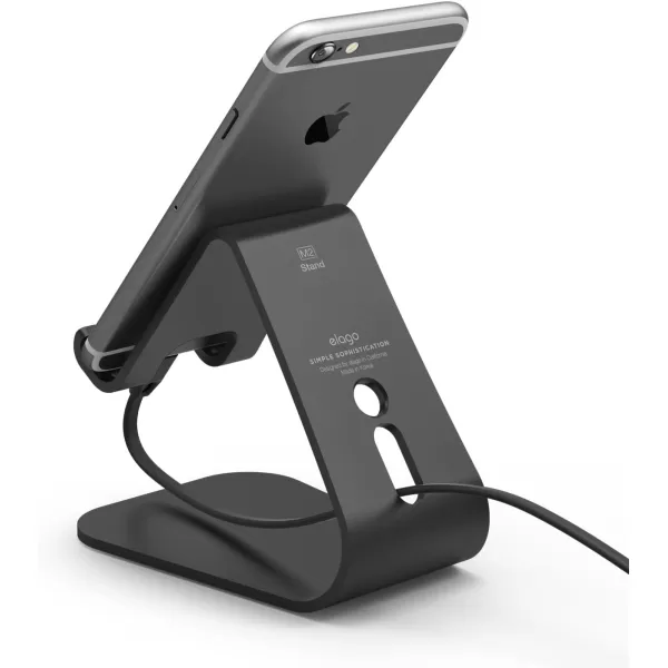 elago M2 Phone Stand Silver  Premium Aluminum Angled for Video Calls Cable Management Aluminum Phone Stand Compatible with iPhones Galaxy and Other SmartphonesBlack