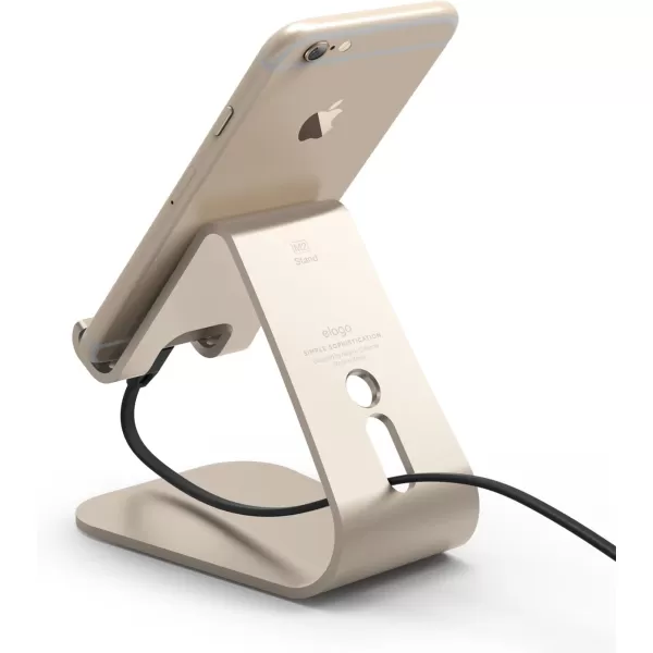 elago M2 Phone Stand Silver  Premium Aluminum Angled for Video Calls Cable Management Aluminum Phone Stand Compatible with iPhones Galaxy and Other SmartphonesChampagne Gold