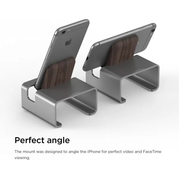 elago M3 Stand Dark GreyAuthentic Walnut  Premium AluminumHybrid DesignOptimal Angle  for All iPhones iPad Mini Galaxy and Other SmartphonesM3 Stand Dark Gray