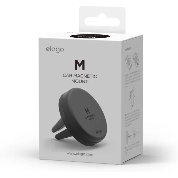 elago Magnetic Car Mount Black  FrustrationFree InstallCompatible with Most Air Vents2 Large Plates Included  for All SmartphonesBlack