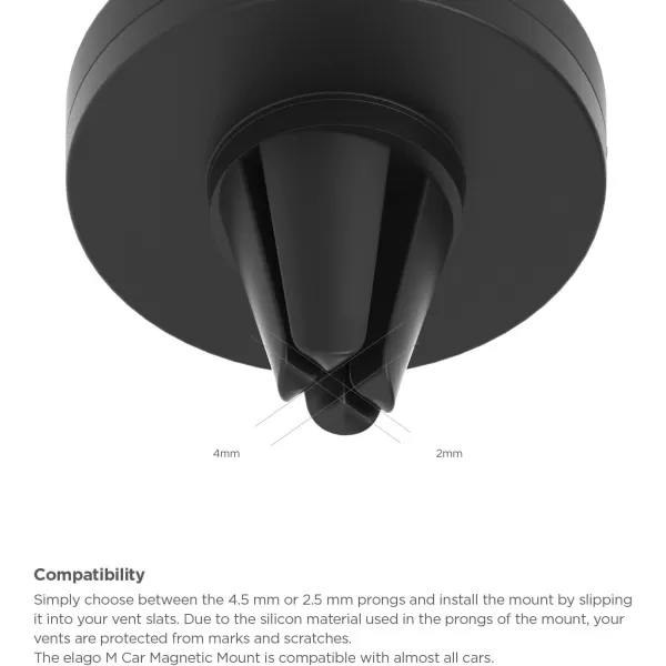 elago Magnetic Car Mount Black  FrustrationFree InstallCompatible with Most Air Vents2 Large Plates Included  for All SmartphonesBlack