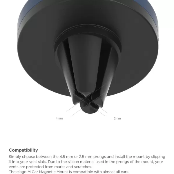 elago Magnetic Car Mount Black  FrustrationFree InstallCompatible with Most Air Vents2 Large Plates Included  for All SmartphonesJean Indigo