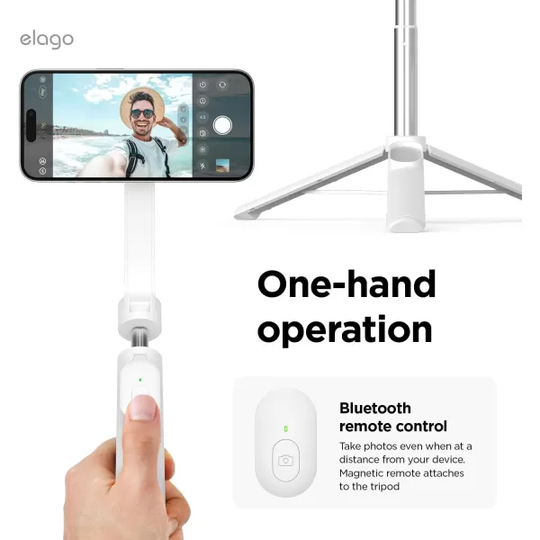 elago Magnetic Selfie Stick Tripod Compatible for All iPhones and Galaxy Strong Magnetism Portable Lightweight and Extendable Magnetic Guide Sticker Pouch and Bluetooth Remote Included Whiteelago Magnetic Selfie Stick Tripod Compatible for All iPhones and Galaxy Strong Magnetism Portable Lightweight and Extendable Magnetic Guide Sticker Pouch and Bluetooth Remote Included White