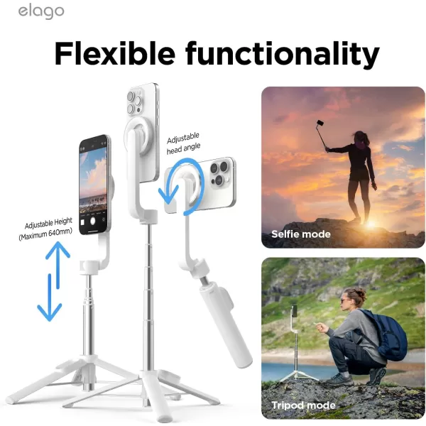 elago Magnetic Selfie Stick Tripod Compatible for All iPhones and Galaxy Strong Magnetism Portable Lightweight and Extendable Magnetic Guide Sticker Pouch and Bluetooth Remote Included Whiteelago Magnetic Selfie Stick Tripod Compatible for All iPhones and Galaxy Strong Magnetism Portable Lightweight and Extendable Magnetic Guide Sticker Pouch and Bluetooth Remote Included White