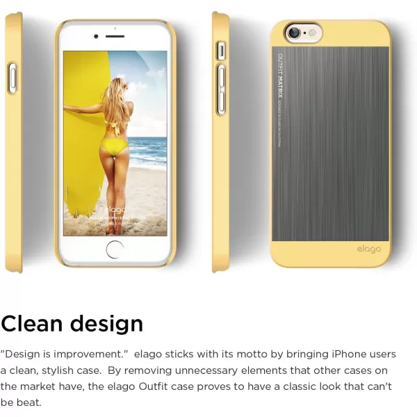 elago Outift MatrixCreamy YellowDark Grey  Premium Hybrid ConstructionBrushed AluminumSpark Design Award  for iPhone 66S PlusCreamy Yellow  Dark Grey