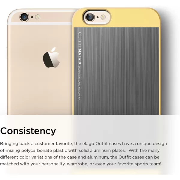 elago Outift MatrixCreamy YellowDark Grey  Premium Hybrid ConstructionBrushed AluminumSpark Design Award  for iPhone 66S PlusCreamy Yellow  Dark Grey