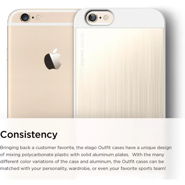 elago Outift MatrixCreamy YellowDark Grey  Premium Hybrid ConstructionBrushed AluminumSpark Design Award  for iPhone 66S PlusWhite  Champagne Gold