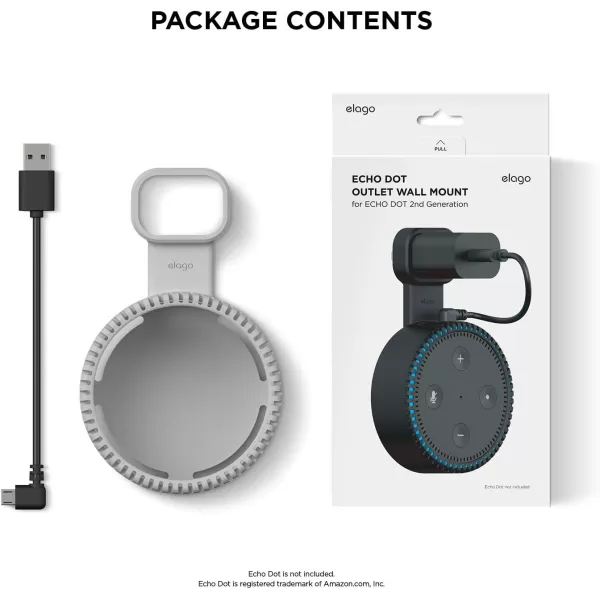 elago Outlet Wall Mount Compatible with Echo Dot 2nd Generation Light Grey  Short Cable IncludedAll Around ProtectionSpecial CoatingSpace Savingelago Outlet Wall Mount Compatible with Echo Dot 2nd Generation Light Grey  Short Cable IncludedAll Around ProtectionSpecial CoatingSpace Saving